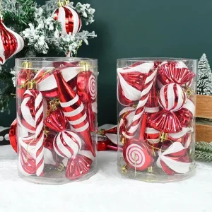 1set di ornamenti per palline di natale a righe elettrolitiche albero di natale accessori per decorazioni fai da te forniture per decorazioni per la casa Navidad 1