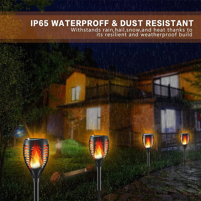 96 LED Solare Impermeabile Fiamme Sfarfallio Torcia Luci Lanterna Solare Esterna Paesaggio Decorazione del Giardino Illuminazione 5