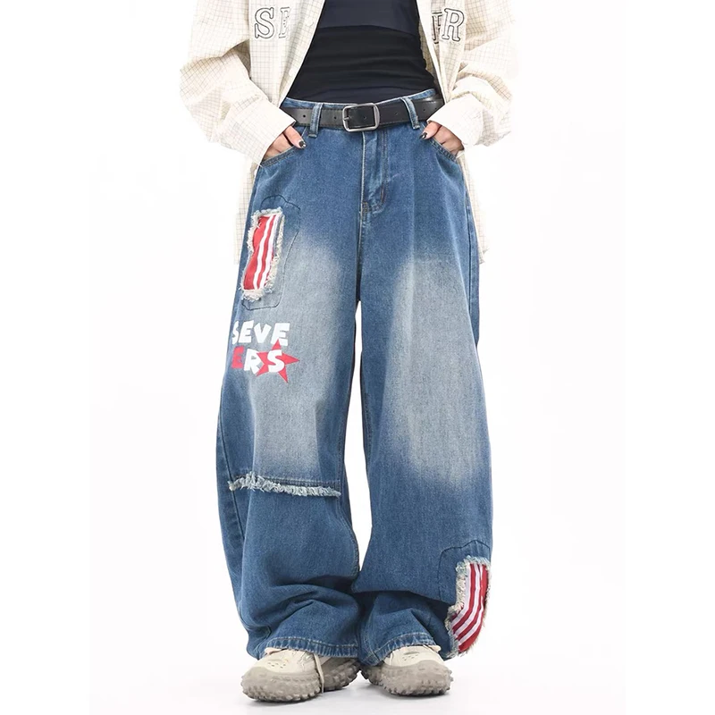 2025 Autunno Inverno uomo Stampa Pantaloni in denim Y2K Baggy Jean Harajuku giapponese Wide Fit Jean Cowboy Grunge Goblin Core Anime Nuovo 2