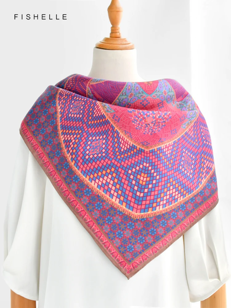 Splendido stampato 100% sciarpa di seta scialle avvolgente twill bandana hijab donne sciarpe quadrate fascia fazzoletto regali di lusso per la signora 4