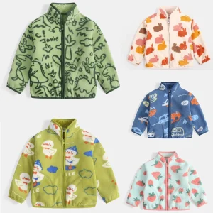 Giacche per bambini cappotto invernale per ragazzi Animal Cartoon Print Fleece Warm Outwear cappotti per bambini giacche per bambini Zipper abbigliamento invernale per bambini 1