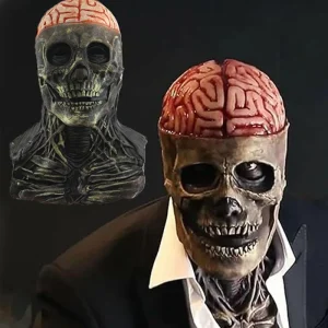 Copricapo scheletro a testa intera Maschera spaventosa di Halloween Testa Maschera in lattice realistica per cosplay horror Costume da festa oggetti di scena casa stregata 1