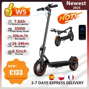 Scooter elettrico W5 Pneumatico gonfiabile da 8,5 pollici 350W 36V7.8Ah Velocità massima 30 km/h Portata 24-34 km Doppio freno con scooter elettrici APP 1