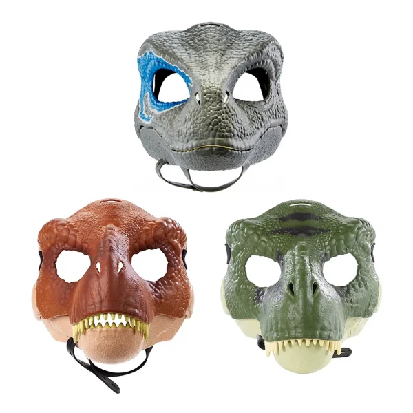 Maschera di Halloween maschera di dinosauro divertente maschera di Dino mascella mobile testa di dinosauro maschera per il viso bocca mobile puntelli Cosplay per feste 3