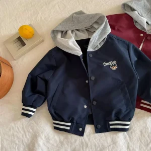 Nuova primavera autunno abbigliamento outdoor per bambini uniforme da baseball ragazzi giacca casual allentata tuta sportiva giacca con cappuccio da cartone animato per ragazze 1