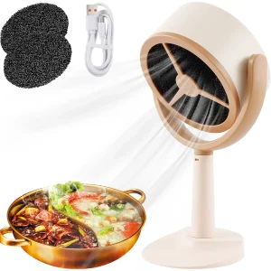Purificatore di fumo portatile Ricarica USB Cappa della ventola di scarico Aspirazione regolabile Filtro a carbone attivo sostituibile per barbecue da interno 1