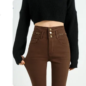 Coreano Streetwear Jeans a vita alta da donna Slim Trend Stretch Denim Pant elegante Pantalones dritto nero Skinny Vaqueros 1