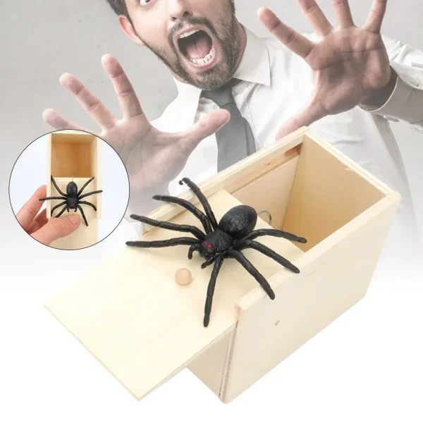 Spider Prank Box wood Fun Surprise Happy Box Gags pratico scherzo spaventare giocattoli novità regali di Halloween per gli amici DROPSHIPPING 5