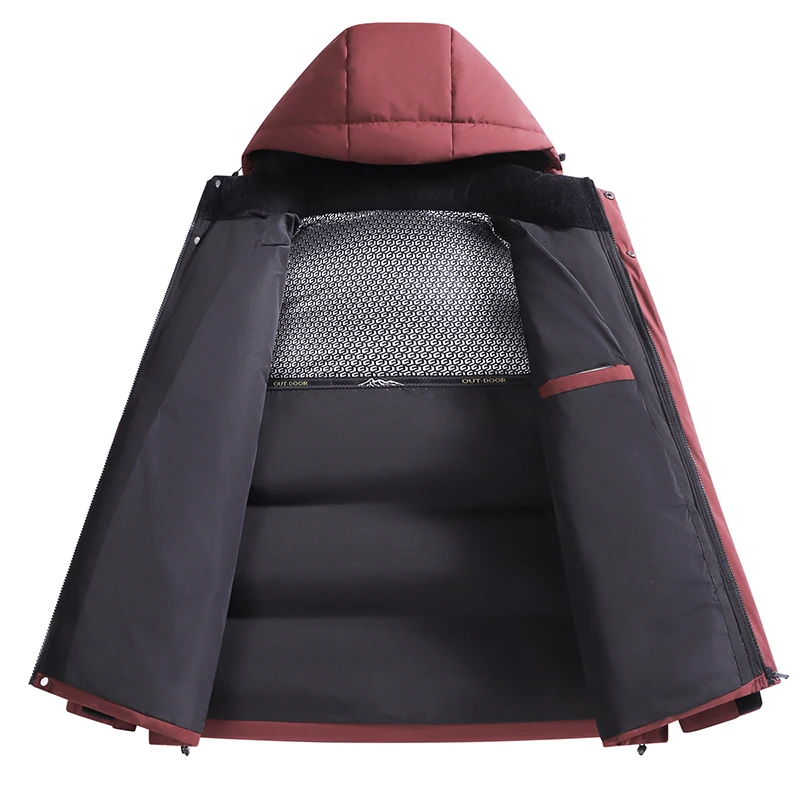 Giacca invernale da uomo antivento moda casual Giacca da uomo con cappuccio imbottita Giacche da esterno Cappello staccabile maschile Giacca spessa Giacca a vento Parka 2