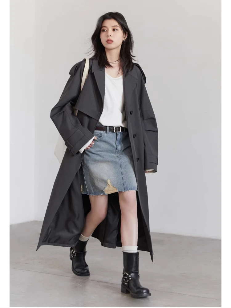 CHIC VEN Moda Donna Trench Cappotto monopetto Allentato Casual Nuova cintura Lunga Giacca a vento femminile Cappotto da donna Primavera Autunno 2025 6