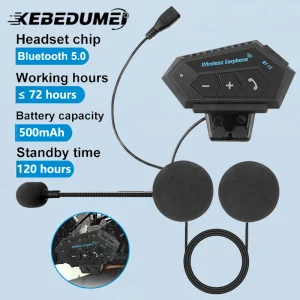 BT12 Auricolare per casco da motociclista Auricolare Bluetooth stereo Cuffie con microfono vivavoce wireless Lettore musicale per motociclista 1