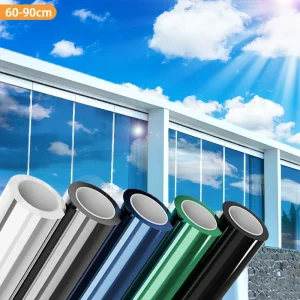 Pellicola per privacy per finestre colorata, protezione solare, controllo del calore, pellicole per finestre riflettenti, foglio per specchio in vinile, adesivo per finestre in vetro non adesivo 1