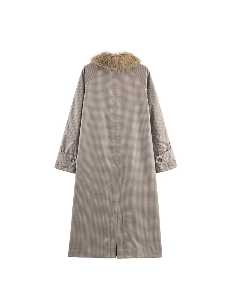 Stile europeo e americano autunno e inverno nuova tendenza della moda abbigliamento da donna fronte-retro con trincea effetto risvolto in pelliccia sintetica 2