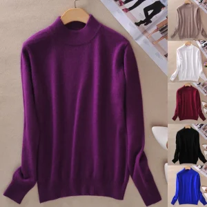 2025 Top maglione maglione maglione pullover slim in misto lana cashmere morbido lavorato a maglia solido caldo primavera inverno da donna 1