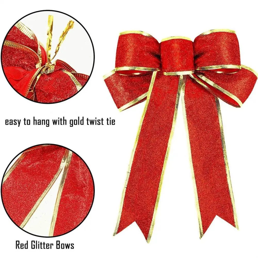 Decorazione di Capodanno Ciondolo appeso Archi di Natale Bowknot Archi di nastro Forniture per feste di Natale Decorazioni per la casa Ornamenti per l'albero di Natale 4