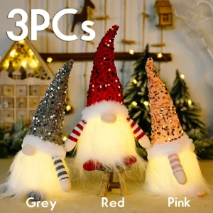 1 ~ 3pcs Incandescente Gnomo Di Natale Bambola Senza Volto Decorazioni Di Natale Per La Casa 2025 Ornamento Di Natale Navidad Natal Regali di Capodanno 1