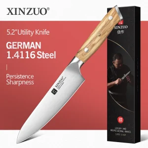 Coltello multiuso in stile tedesco XINZUO da 5,2 pollici, realizzato in acciaio DIN 1.4116, con una forza di taglio di 6,0 - 8,0 N, resistente alla ruggine 1
