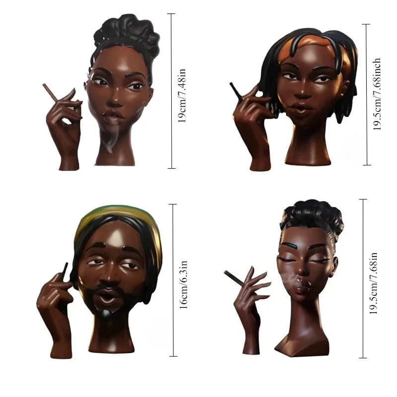 Headscents-Testa Bruciatore di incenso Donna nera Incenso in resina Porta bastoncini di incenso per soggiorno Camera da letto Ufficio 6