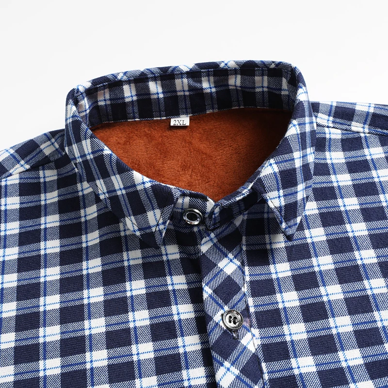 Camicia casual premium da uomo 2025 Autunno Inverno Nuova camicia classica ispessita calda foderata in pile Camicia a maniche lunghe di grandi dimensioni per uomo 3