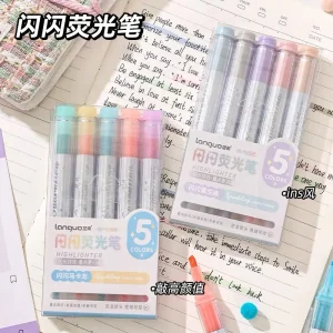 Evidenziatore da disegno Morandi a 5 colori, pennino singolo/doppio, diario per studenti, album, pittura, cancelleria, scuola, ufficio, scrittura 1