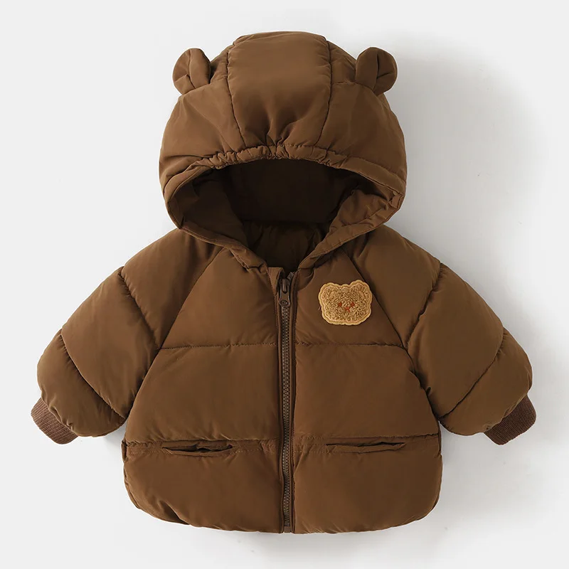 Orso cartone animato Cappotto invernale per bambino Addensare giacca di cotone per ragazzi Ragazze Vestiti Bambini Top con cappuccio Capispalla da neve Costume coreano 1-6T 2