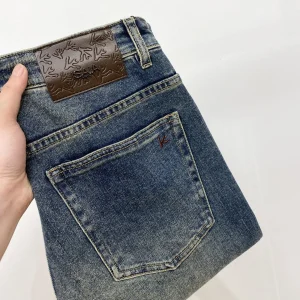 OECHSLI Jeans in cotone spesso da uomo 2025 Autunno Inverno nuovo ricamo tenere al caldo la qualità Moda dritto Pantaloni di grandi dimensioni 30-38 1