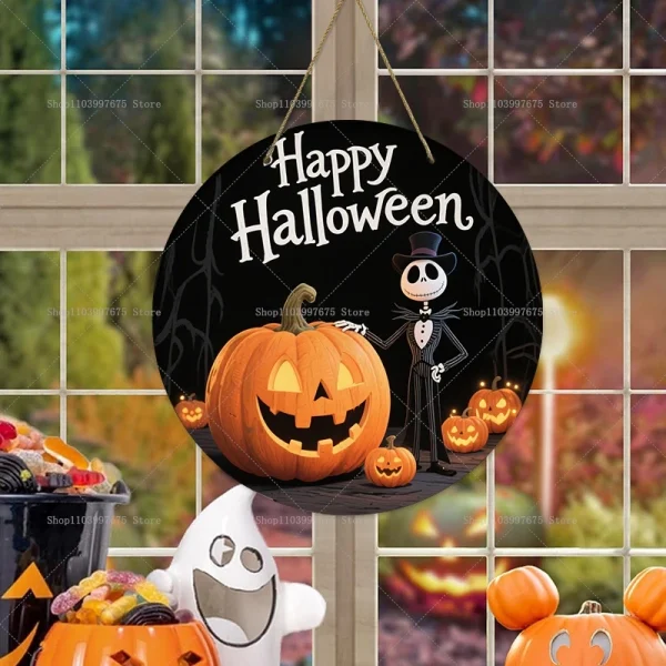 Festa di Halloween Il pesadelo prima di Natale Decorazione Cartello in legno Zucca Appeso a parete Cartello Porta d'ingresso Decorazioni per la casa Regali per bambini 6