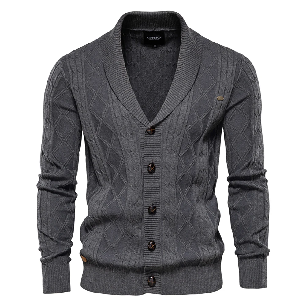 AIOPESON Cardigan in cotone a rombi da uomo Casual monopetto tinta unita Business Cardigan da uomo Nuovo maglione moda invernale uomo 1