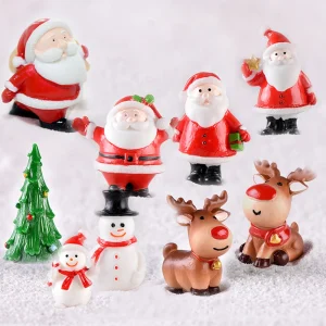 Natale Mini Figurine in resina Miniature Babbo Natale Pupazzo di neve Alce Ornamento Micro Paesaggio Meryy Ornamento di Natale Decorazione 2023 1