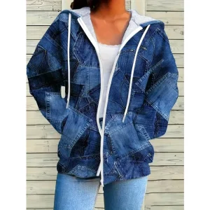 Taglie forti 1XL-5XL Nuove giacche cardigan a maniche lunghe da donna in denim impiombato casual ﻿ 1