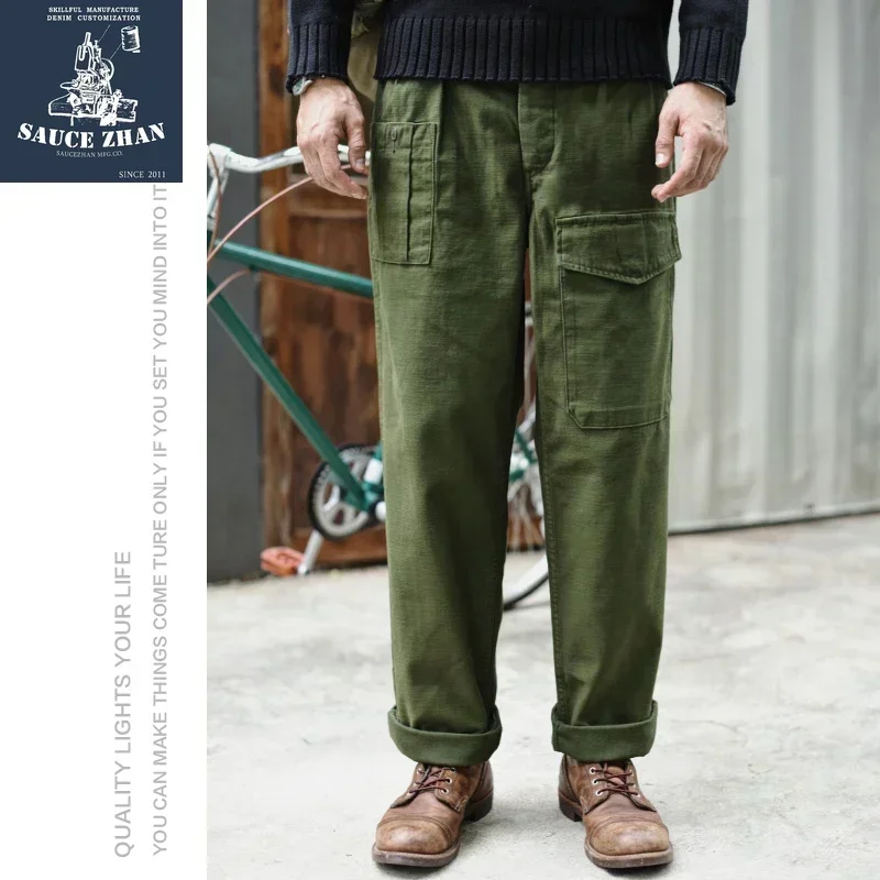 SauceZhan P37 Pantaloni dell'esercito britannico OG107 Pantaloni di fatica di utilità Pantaloni classici militari in raso di oliva Pantaloni e pantaloni cargo capris 1