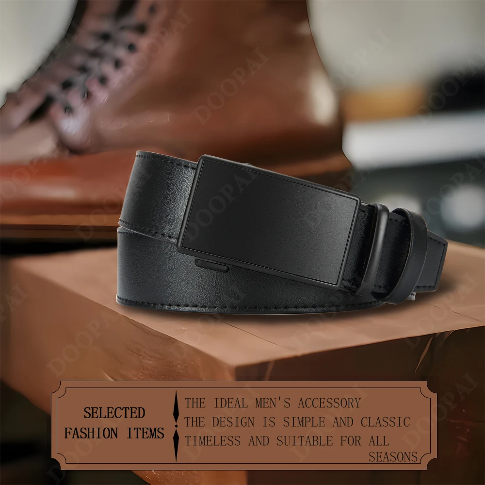 Fibbia a pellicola automatica con superficie in sabbia metallica, cintura/cintura da lavoro premium da uomo in pelle bovina di alta qualità, colore opzionale 6