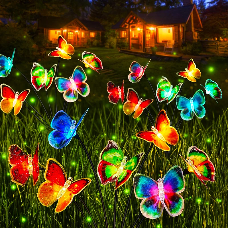 Luci solari Outdoor Waterproof Garden Decor 6LED Butterfly Pathway Lights per Patio Yard Lawn Decor Lamp 1