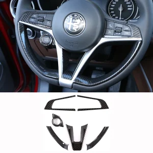 Rivestimento del coprivolante per auto in stile fibra di carbonio ABS per Alfa Romeo Giulia 2017 2018 2019 Accessori interni 1