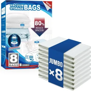 TAILI Confezione da 4/6/8 Sacchetti sottovuoto per trapunta e coperte Sacchetti jumbo sottovuoto per biancheria da letto, Sacchetti salvaspazio per vestiti 1