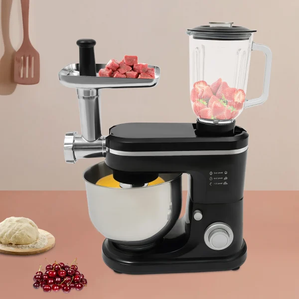 Impastatrice da cucina con 6+1 impostazioni di velocità, potenza 1500 W, per impasto, panna montata, succhi, perfetta per panetteria domestica o ristorante 4