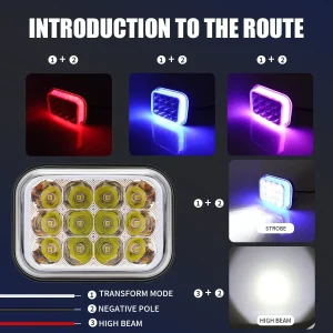 Faretto per moto Lampade a LED fendinebbia a tre colori per auto SUV UTV Camion 12V Faro Luce di guida Flash rosso blu staffa fissa 1