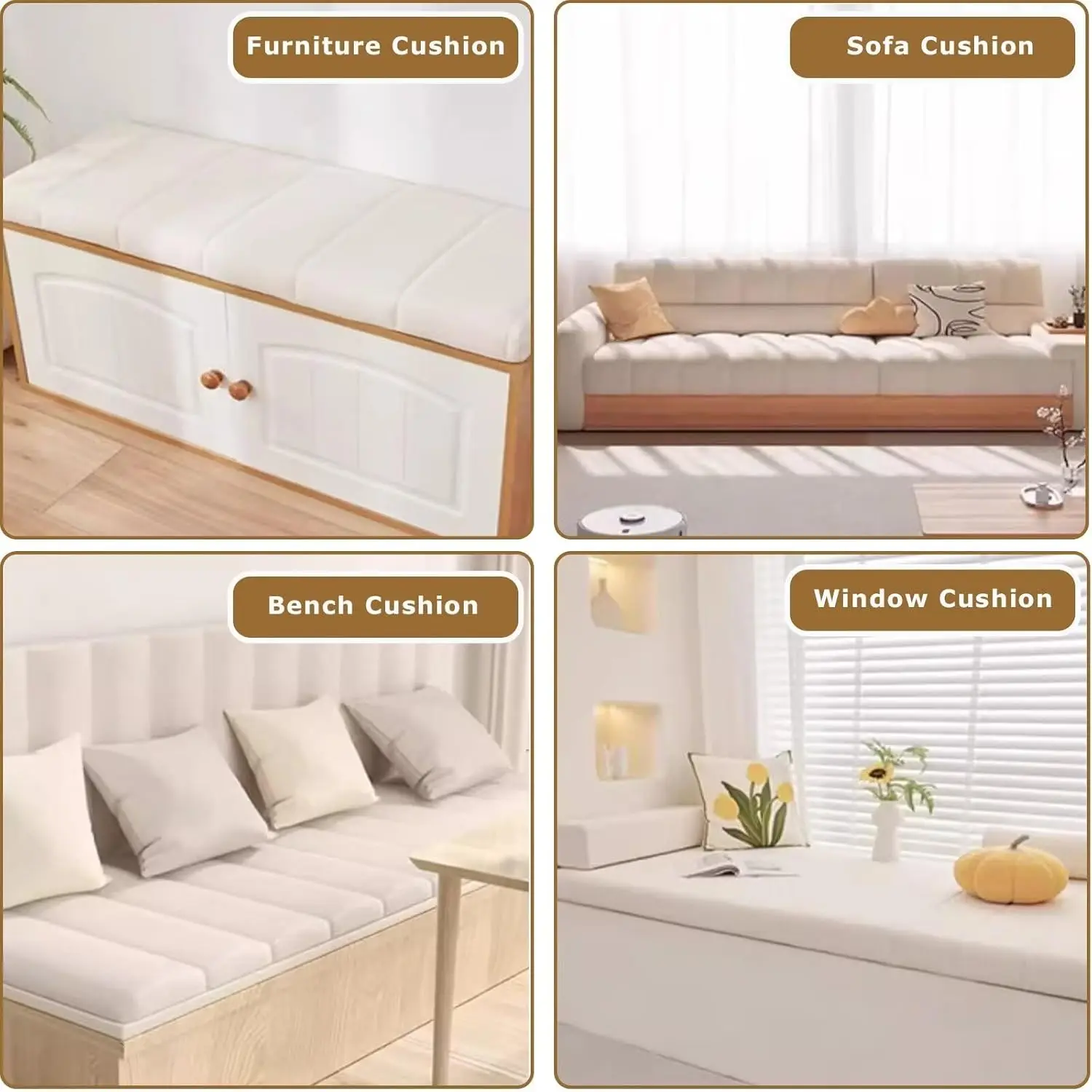 Cuscini da panca impermeabili personalizzati da 6 cm Cuscino per sedile per sedia a bovindo in velluto Teddy per interni/esterni Cuscino decorativo Schienale per altalene da giardino 5