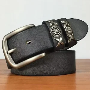 Cinture in pelle da uomo Jeans vintage Cintura transfrontaliera da uomo Cintura in pelle moda a contrasto di colore Cintura semplice da uomo moda uomo 1