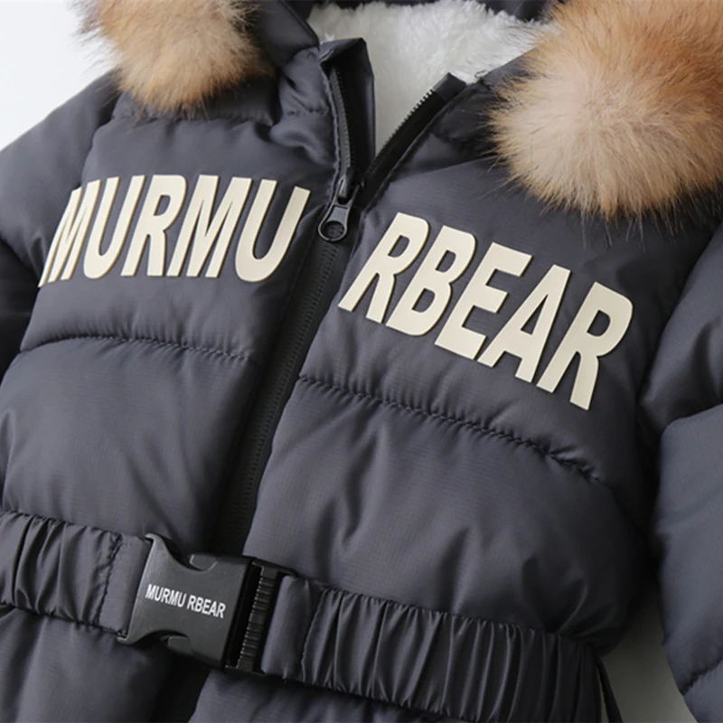 Tuta invernale neonato addensare vestiti per bambini più pagliaccetti caldi in velluto con guanti abbigliamento da neve infantile con cappuccio 4