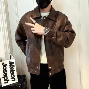 Giacca in pelle di fascia alta da uomo nella primavera autunno inverno 2025 Nuovo casual alla moda 1