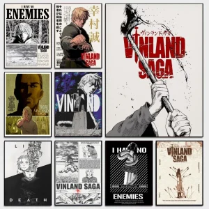 Cool V-Vinland S-Saga Anime Classic Movie Poster Adesivo in carta bianca Camera fai da te Bar Cafe Pittura murale di arte estetica 1