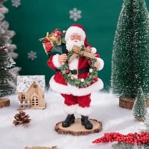 28CM Topper per albero di Natale Mrs Babbo Natale Decorazioni per albero di Natale Figurina della nonna Cima dell'albero Ornamenti per il desktop Decorazioni per la casa Regalo 1