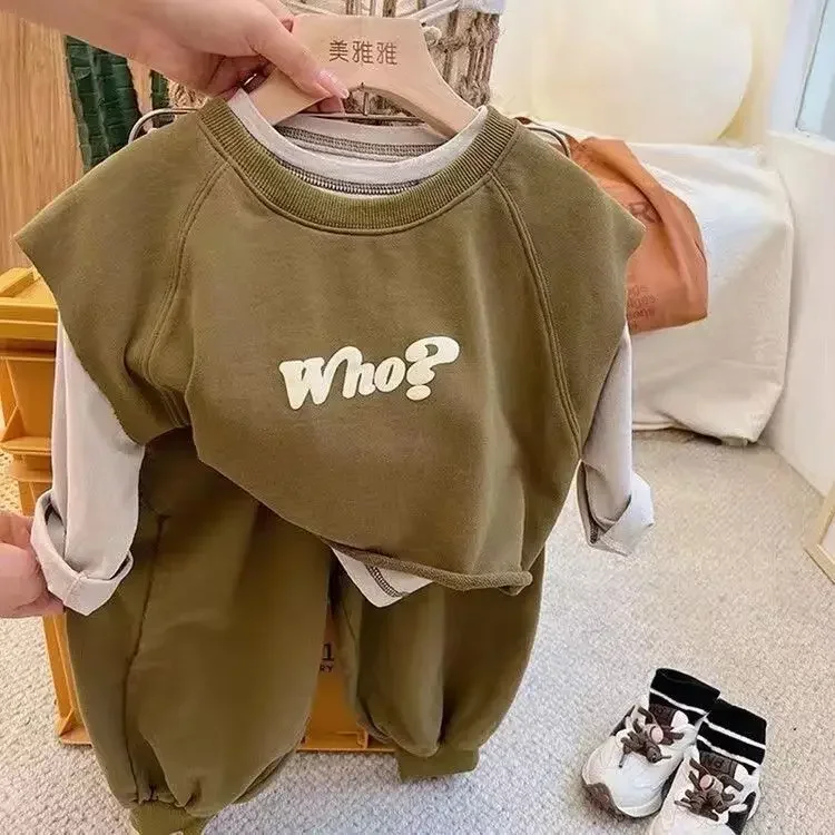 1-5Yrs Boy Set Outfit primavera neonata Kid Clothes Set bambini sport gilet + t Shirt e pantaloni 3 pezzi tuta in cotone 2