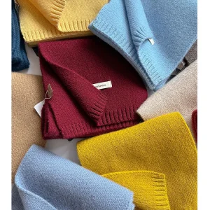 Sciarpa lavorata a maglia Donna 100% lana Sciarpe calde invernali Design in tinta unita brillante Scialle ispessito Morbido collo di pashmina in cashmere 2025 NUOVO 1