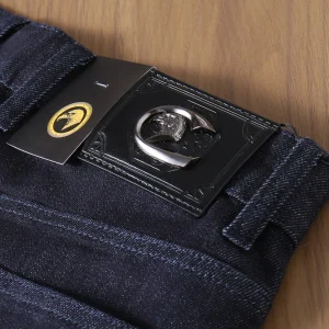 BLLIYOSS Jeans da uomo in cotone sottile 2025 Autunno inverno Nuovo ricamo casual confortevole Moda Testa d'aquila taglia 30-40 Pantaloni Vecchio denaro 1