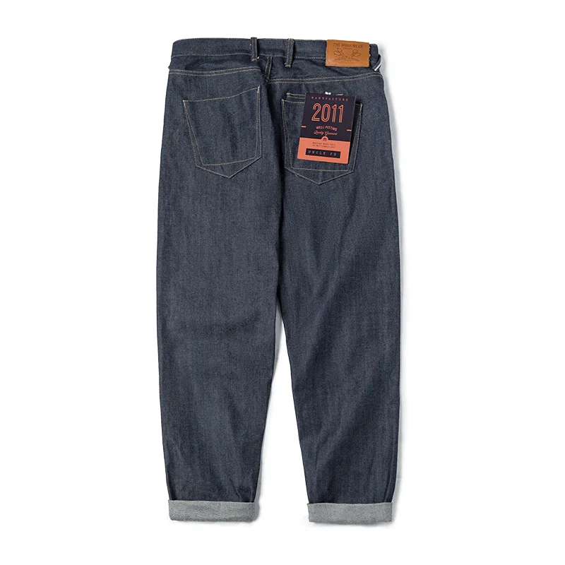 Maden Vintage 13,5 once Jeans in denim grezzo con cimosa pesante Jeans da uomo in cotone vestibilità dritta Pantaloni tascabili casual Autunno Inverno 6