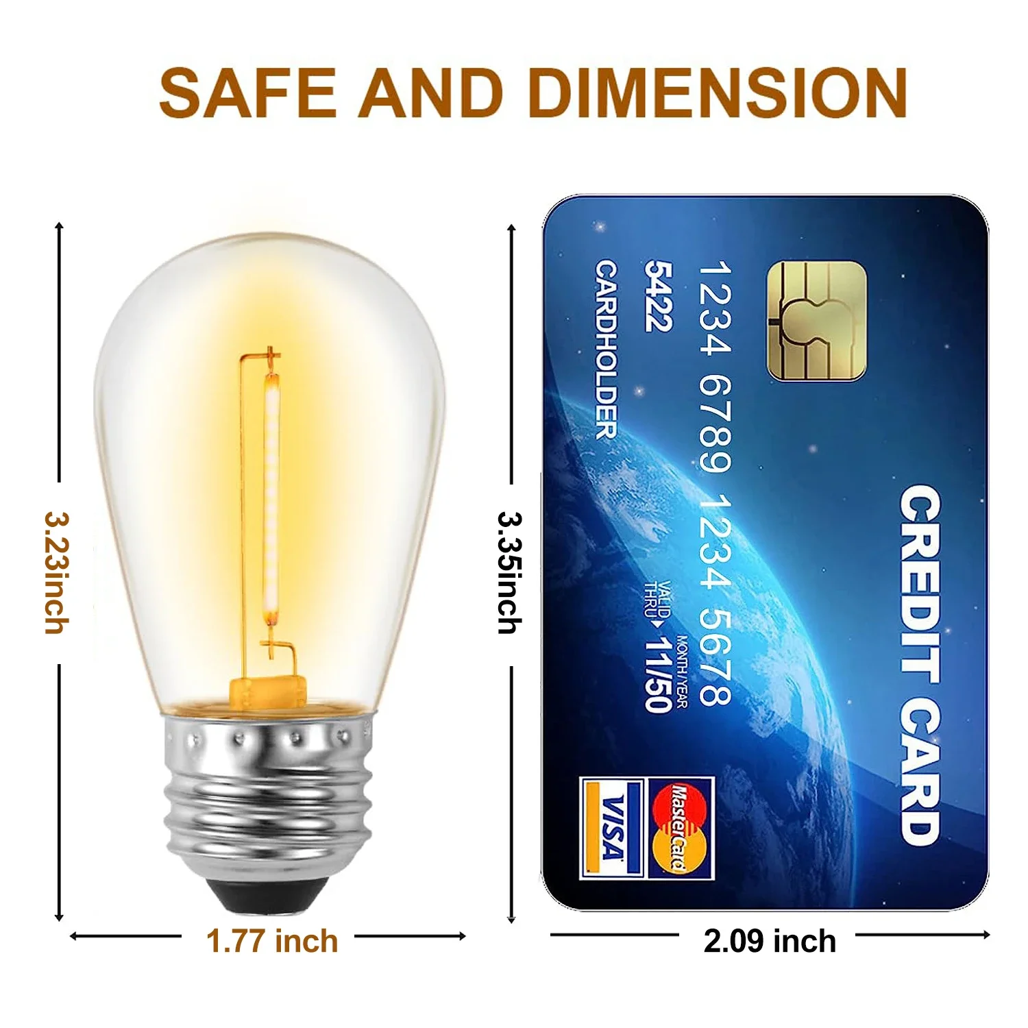 Sphoon 50FT S14 LED Ghirlanda String Light Spina UE 220V Lampadina in plastica infrangibile 1W 2W E27 Retro Outdoor Decor Patio Fata Luce 2