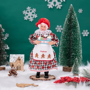 Decorazioni per l'albero di Natale KitchenMrs Claus Figurine Decorazione per la casa Collezione di vacanze di Natale 28 cm In piedi Nonna Babbo Natale 1
