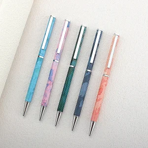 Penna a sfera in metallo di forma ottagonale premium inchiostro blu ufficio affari scrittura penna a sfera regali di cancelleria per studenti scolastici 1